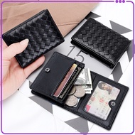 +Invoice Genuine Leather Sheepskin Braided With Men's Card Holder Credit Business Coin Purse Short W