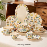 HCSTORE Japanese Korean Rainbow Series Ceramic Plate Heat Resistant, Safe to Use in Microwave & Oven