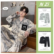 Plus size Sleepwear Man Pyjamas Set Cotton Pajamas Men Autumn winter Long sleeve Plain Leisure Home 