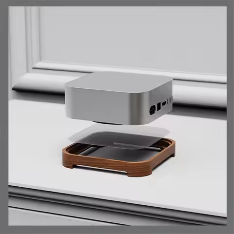 For Apple Mac Mini M4/M4 Pro Dust Docking Station Host Bracket Wood Stand Heightened Dustproof Desig