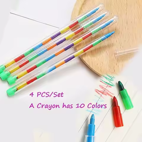 Cute 4pcs/set School Office Supplies Art Stationery Oil Pastel Replaceable Crayon Painting Pen Graff
