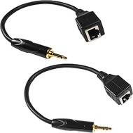 HQRP 2-Pack 3.5mm TRS Stereo Male to RJ45 Female Adapter, Compatible with Cat 5 / Cat 6 Cable, Use t