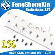 100pcs/lot 0603 SMD resistor 0R~10M 1/10W 1% Resistors 0 1 10 100 150 220 330 ohm 1K 2.2K 10K 100K 0