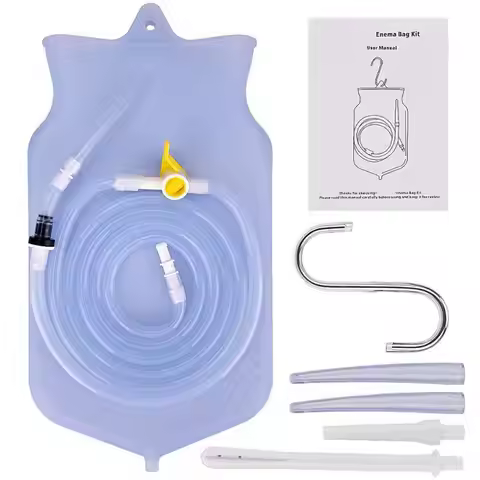 2L Enema Bag Kit Silicone Bidet Enema Hose Enema Nozzle Colon Tube Bottle Coffee Enema Bucket Kit fo