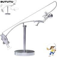 BUTUTU The Fisherman Balancing Sculpture, Desk Ornament Handmade Kinetic Fishing Sculpture, Creative