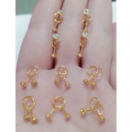 MATA 0.25 GR Silver 925 white eye bean sprout earrings, silver and 24k gold plated pentol