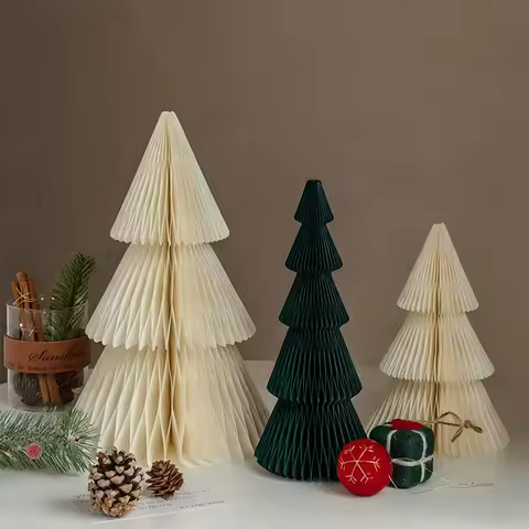 4pcs Mini Christmas Tree Ornament 3d Honeycomb Ball Foldable Paper Christmas Tree Xmas Atmosphere De