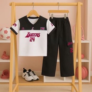 SETELAN ANAK PEREMPUAN JERSEY LAKERS 3-12 TAHUN BAJU ANAK TERBARU