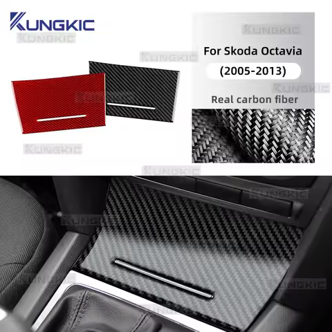 Real Soft Carbon Fiber Gear Shift Area Ashtray Cover For Skoda Octavia 1z3 1z5 A5 2005 2006 2007 200