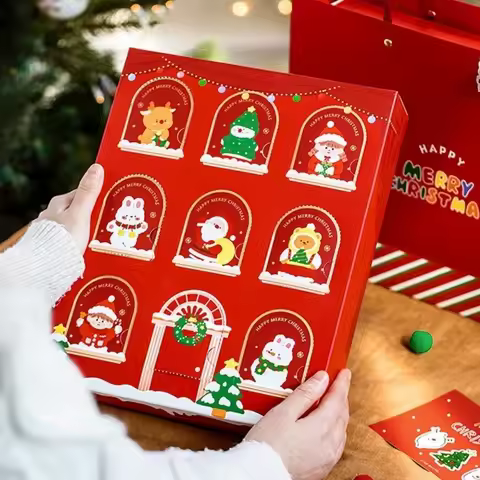 New Empty Christmas Mystery Box Fillable Compartments Christmas Pattern Christmas Treat Box Packagin