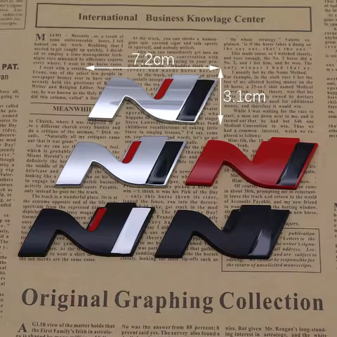 1pcs Metal Logo N Line Emblem Car Badge Rear Trunk Sticker For i20 i30 Kona Sonata Elantra Tucson N 
