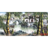 DL688 Wall Decoration Mural-Bamboo Newspaper Peace Flower Bird Painting Living Room Office Mural (Si