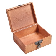 【GoS】-Small Wooden Box Small Gift Box with Lock for Jewelry Treasure Box Gift Box Walnut (Large 25L X 20W X 11Hcm)