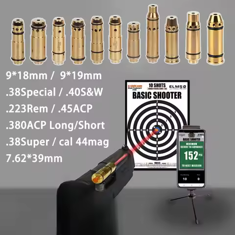 Tactical 9mm 7.62*39 380ACP 40S&W .223Rem 45ACP Red Laser Training Bullet 44mag 9x19mm AK47 Dry Fire