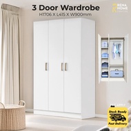 [RENA HOME] 3 Door Wardrobe | Almari Baju Murah | Almari 3 Pintu | Almari Besar | Bedroom Wardrobe |