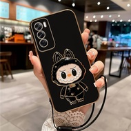Soft Case Oppo Reno 12 Reno 112F Reno 12 Pro 5G Casing Electro Plating Labubu Mirror Free Strap