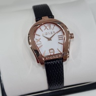 jam tangan wanita aigner varese a48611 leather strap original - hitam tanpa box ori