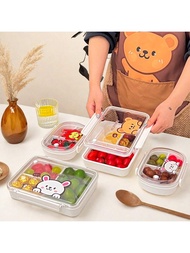 1 ชิ้น กล่องกล่องข้าวเบนโตะ Bento ปิดผนึกแบ่งพลาสติกใสพร้อมฝาปิด กล่องใส่อาหารแยกส่วนพกพา ลายการ์ตูน