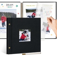 Album Foto Linen Berpelekat Sendiri 10x10 Inci dengan Tingkap, Buku Skrap Premium 40 Halaman untuk K