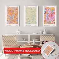 （With Frame）Gradient Aura Abstract Posters With Frame Retro Canvas Painting Holographic Pink Gallery