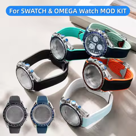 42mm For Omega & Swatch MoonSwatch Modification Stainless Steel Moon Watch Case+Rubber Strap | Upgra