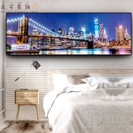 โปสเตอร์ภูมิทัศน์ที่ทันสมัย Brooklyn Bridge Night View พิมพ์ New York City Canvas Wall Art Picture H