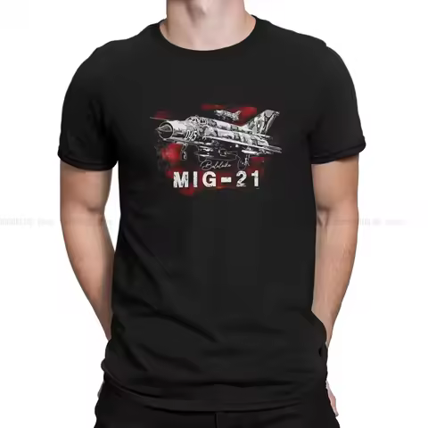 MIG-21 URSS Soviet Union Fighter Jet Man's TShirt Russian USSR CCCP O Neck Short Sleeve Polyester T 