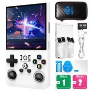 R36MAX Retro เกมพร้อมเล่น กว่า 18000 เกม เกมคอนโซลมือถือ 64GB 4.0 นิ้วหน้าจอ IPS แบบพกพากระเป๋า