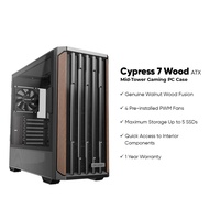 Okinos Cypress 7 Wood ATX Mid-Tower Gaming PC Case- Black