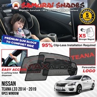 (5-Yrs Warranty) NISSAN TEANA L33 2014 - 2021 SAMURAI SHADES Premium Magnetic Sunshade Car Sun Shade