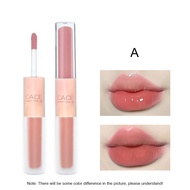 2 in 1 Matte Lip Clay + Glasir Bibir Mengkilap / Lip Gloss Tahan Lama Berujung Ganda Matte Velvet Li