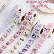 500pcs/Roll Cartoon Stickers Sanrio Cartoon Stickers Kuromi/Cinnamon Dog/Anya Stickers Cute Creative