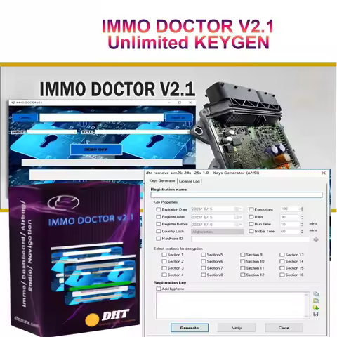 IMMO DOCTOR V2.1 With Unlimited KEYGEN MULTI BRAND Immo Off Software ECU Chip Tuning for sim2k MT38 