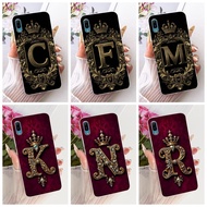 Huawei Y6Pro 2019 MRD-LX2 Cover Huawei Y6 Pro 2019 Case Transparent Luxury Crown A-Z Letters 2D Flat