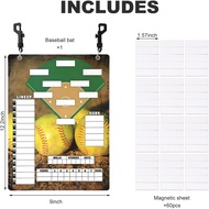 Magnetic Baseball Clipboard for Coaches,Dry Erase Softball Baseball Lineup Board for Dugout,Baseball