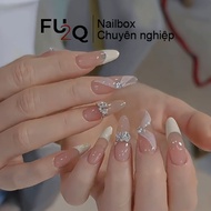 Nailbox Fu2Q - Pastel Pink Bridal Design Fake Nails - Elegant, Gentle, Exclusively for Women