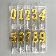 Lilin Ulang Tahun Bentuk Angka 0- 9 Warna Metalik Birthday Candle Number Elegant Lilin Pesta Warna W