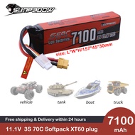 Sunpadow RC แบตเตอรี่ลิโพ Lipo แบตเตอรี่ 7100MAh 3S 11.1V 70C สำหรับแบตเตอรี่ยานพาหนะขับเคลื่อนวิทยุ
