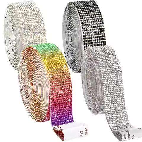 Self Adhesive Rhinestone Strips Diamond Bling Crystal Ribbon Sticker Wrap For Craft Jewel Tape Roll 
