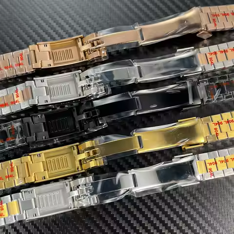 Stainless Steel President Watch Band 20mm Curved End for Seiko NH35 Datejust Silver Gold President B