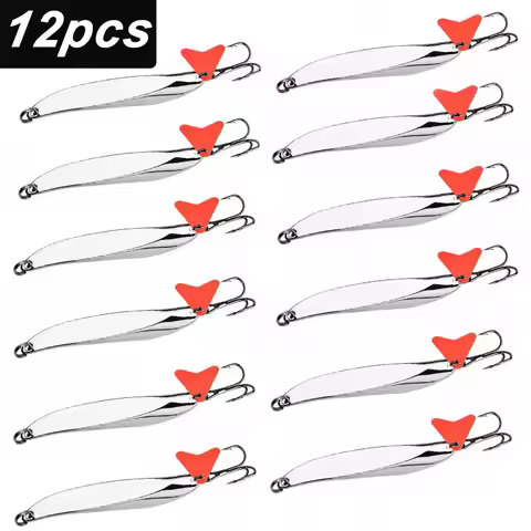 12/10pcs Metal Spinner Spoon Lures 60g 40g-7gTrout Fishing Lure Hard Sequins Paillette Artificial Ba