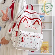 At0 Kawaii Cat Cartoon Rucksack for Girls Sweet Cute Large Capacity School Bag For Students Portable