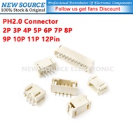 [10pcs] PH2.0 Connector 2P 3P 4P 5P 6P 7P 8P 9P 10P 11P 12Pin Horizontal Vertical Type SMD Terminal 