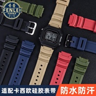 Rubber Watch Strap for Casio AE-1200WH 1300WH 1000W W-216H SGW500 F-108WH Stainless Steel Buckle 18m