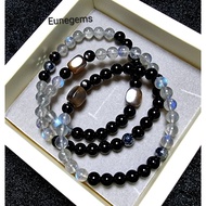 Eunegems Customize Crystal Black Sunstone Black Obsidian Hypersthene Labradorite Terahertz Stone Bracelet High Quality