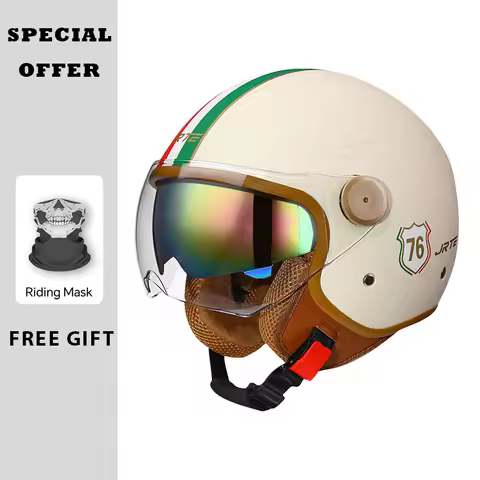 Retro TT&CO Open Face Motorcycle Helmets Men Women Adult Vintage 3/4 Open Half Helmet for Couple DOT