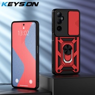 KEYSION Shockproof Armor Case for Realme C65 4G Slide Camera Lens Protection Ring Stand Phone Back C