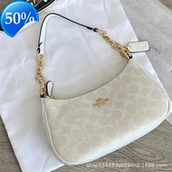 2024 Oles new Teri Glacier White Underarm Bag with Printed Chain Mahjong Bag Zipper Shoulder Bag