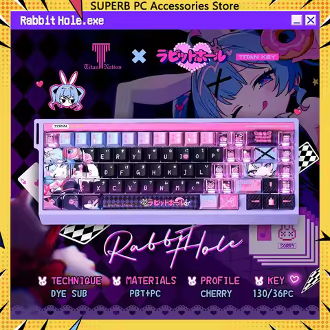 Anime Rabbit Hole Theme Keycaps Mechanical Keyboard Transparent Cherry Side Custom Gaming Keyboard P