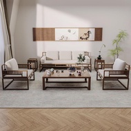 Living room sofa made of solid wood, new Chinese-style sofa, solid wood living room sofa and tea tab